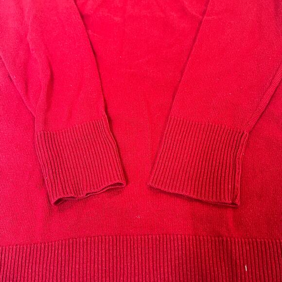 Moda International Silk Cashmere long sleeve  Knit Sweater Red Medium V Neck - Picture 7 of 8